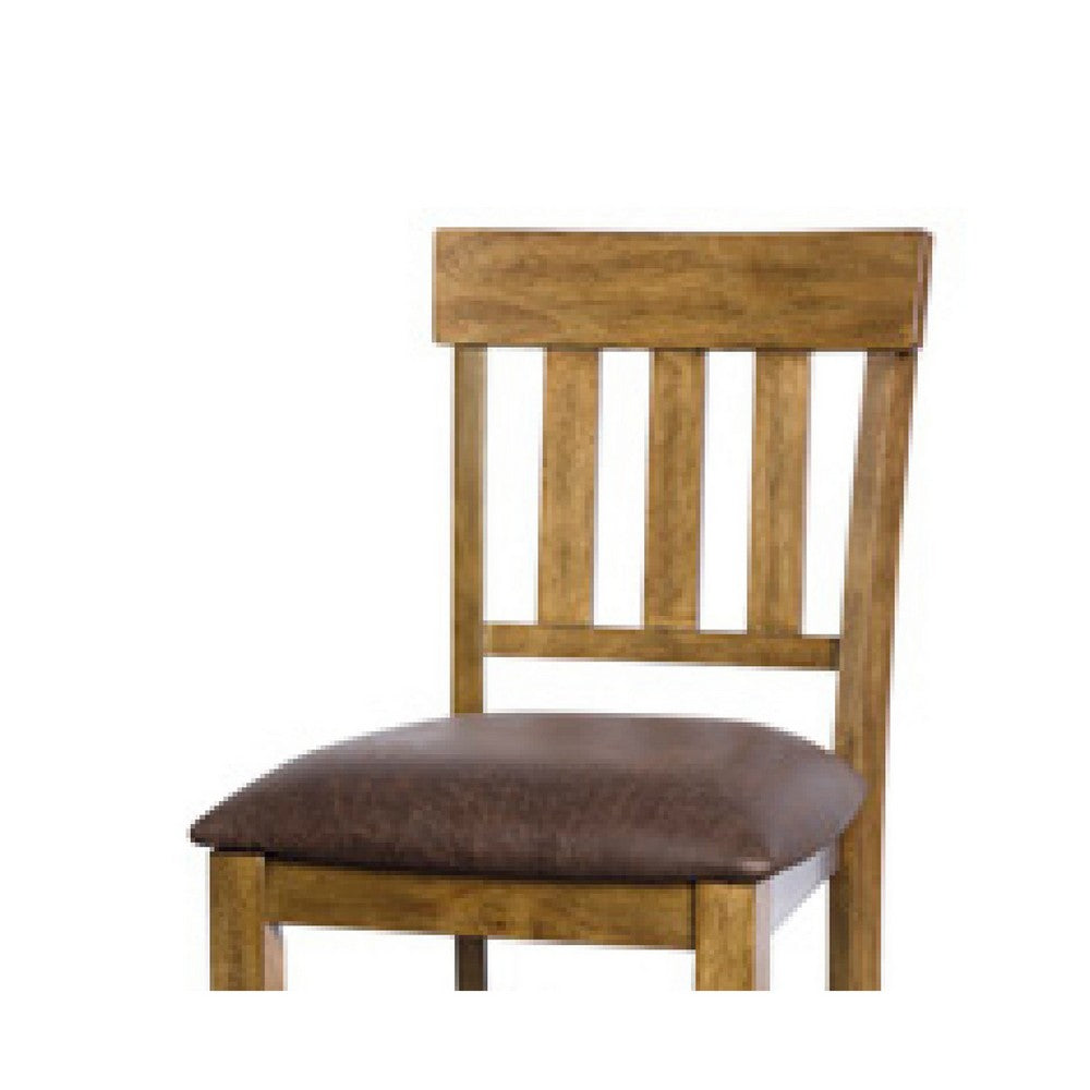 Fori Barstool Chair Set of 2 | Faux Leather Seats | Light Brown Legs