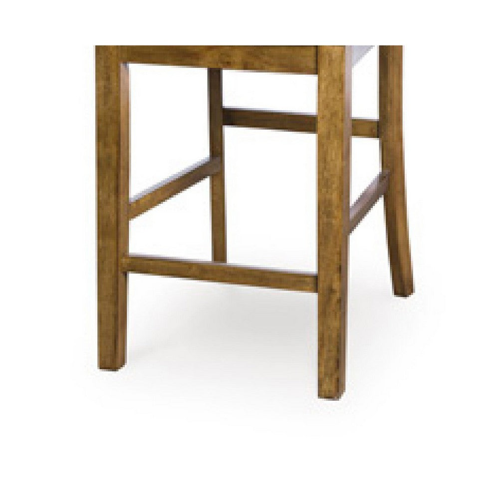 Fori Barstool Chair Set of 2 | Faux Leather Seats | Light Brown Legs