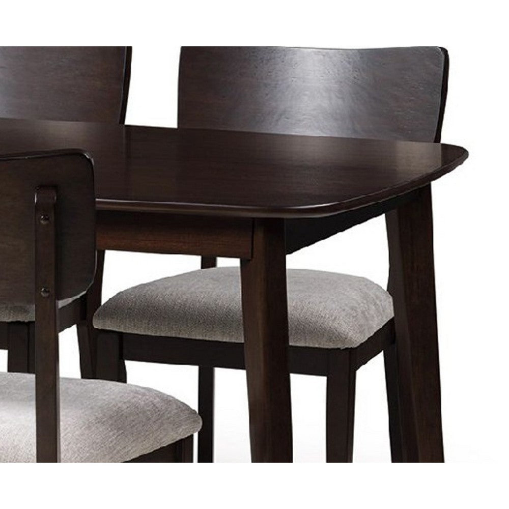 Maly 5pc Dining Table & Chairs Set | Light Gray Cushions | Merlot Brown