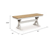 Pury Dining Bench | 48" Light Brown Plank Seat | Antique White Base