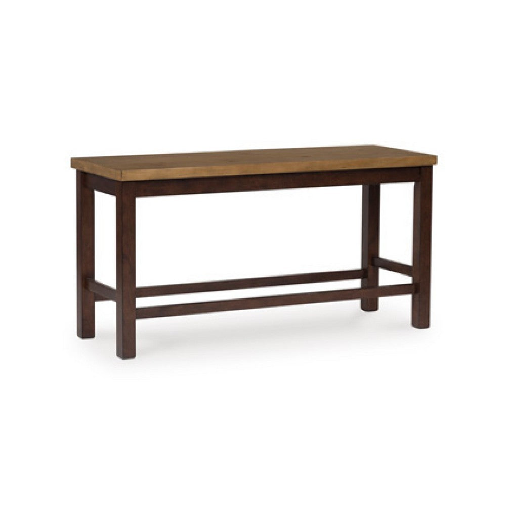 Rex Counter Height Bench | 48" Light Brown Plank Seat | Dark Brown