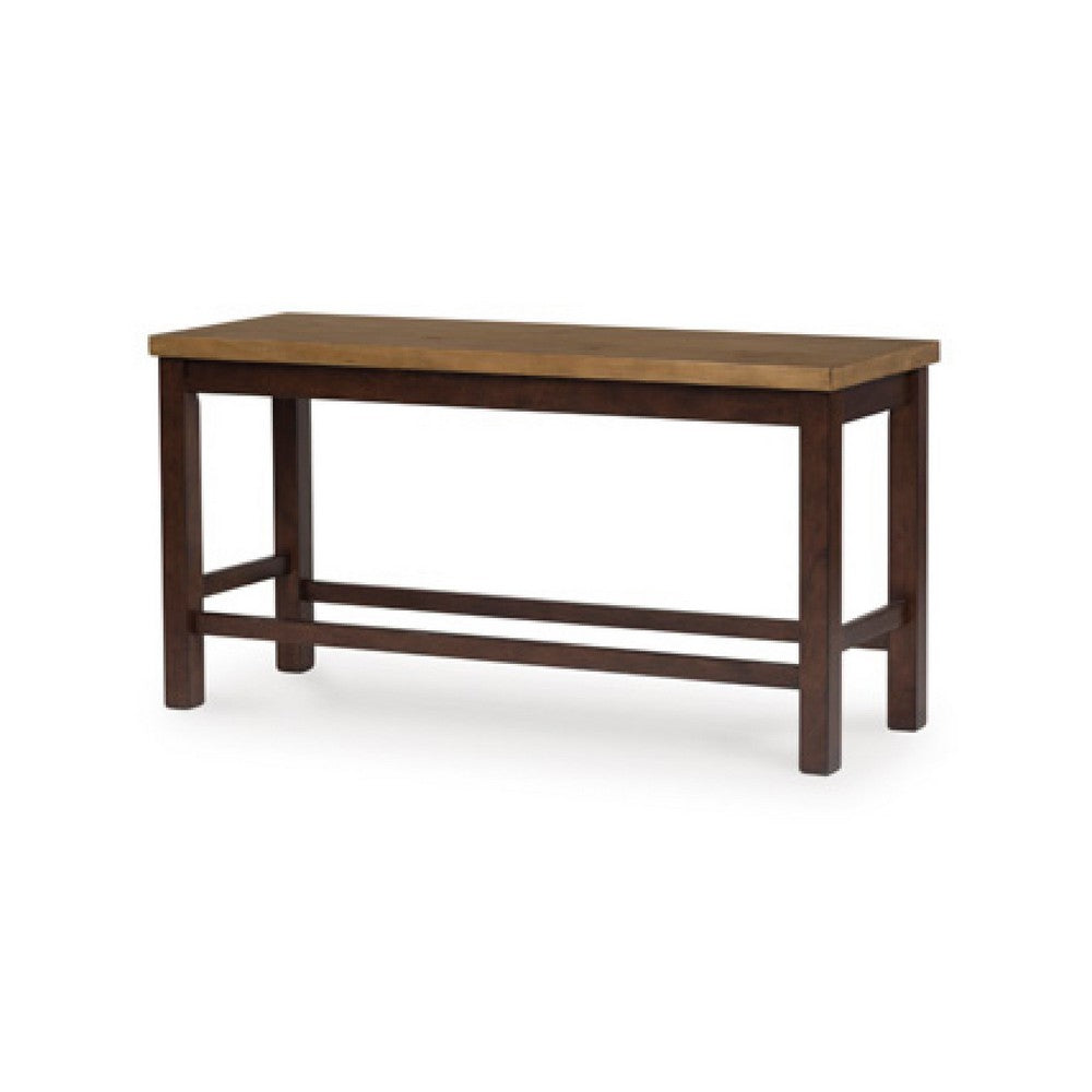 Rex Counter Height Bench | 48" Light Brown Plank Seat | Dark Brown