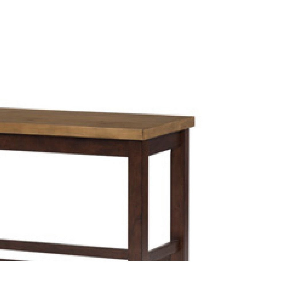 Rex Counter Height Bench | 48" Light Brown Plank Seat | Dark Brown