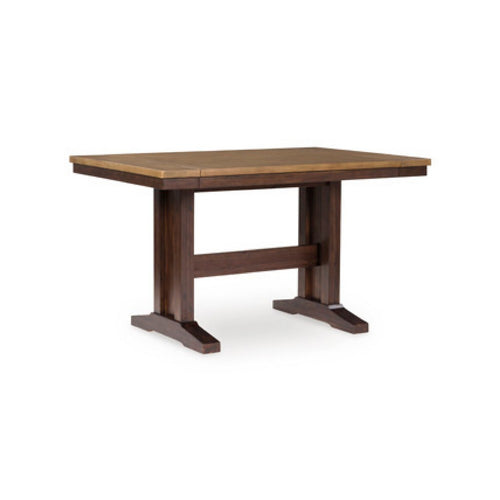 Rex Extendable Counter Table | 2 Leaves | Light Brown Planks | Dark Brown
