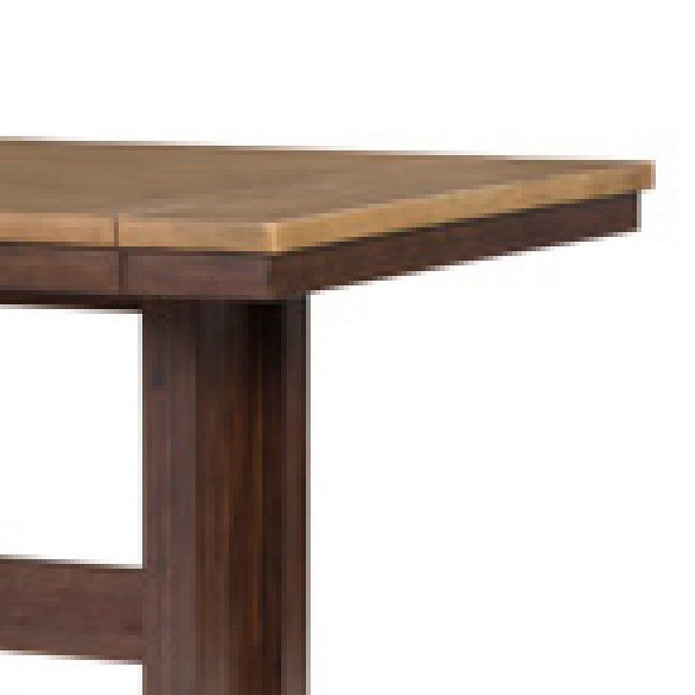 Rex Extendable Counter Table | 2 Leaves | Light Brown Planks | Dark Brown