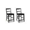 Gela Counter Stool Chair Set of 2 | Stylized Ladder Back | Plank Seat | Black