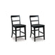 Gela Counter Stool Chair Set of 2 | Stylized Ladder Back | Plank Seat | Black