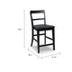 Gela Counter Stool Chair Set of 2 | Stylized Ladder Back | Plank Seat | Black