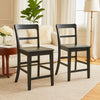 Gela Counter Stool Chair Set of 2 | Stylized Ladder Back | Plank Seat | Black