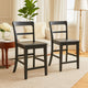 Gela Counter Stool Chair Set of 2 | Stylized Ladder Back | Plank Seat | Black
