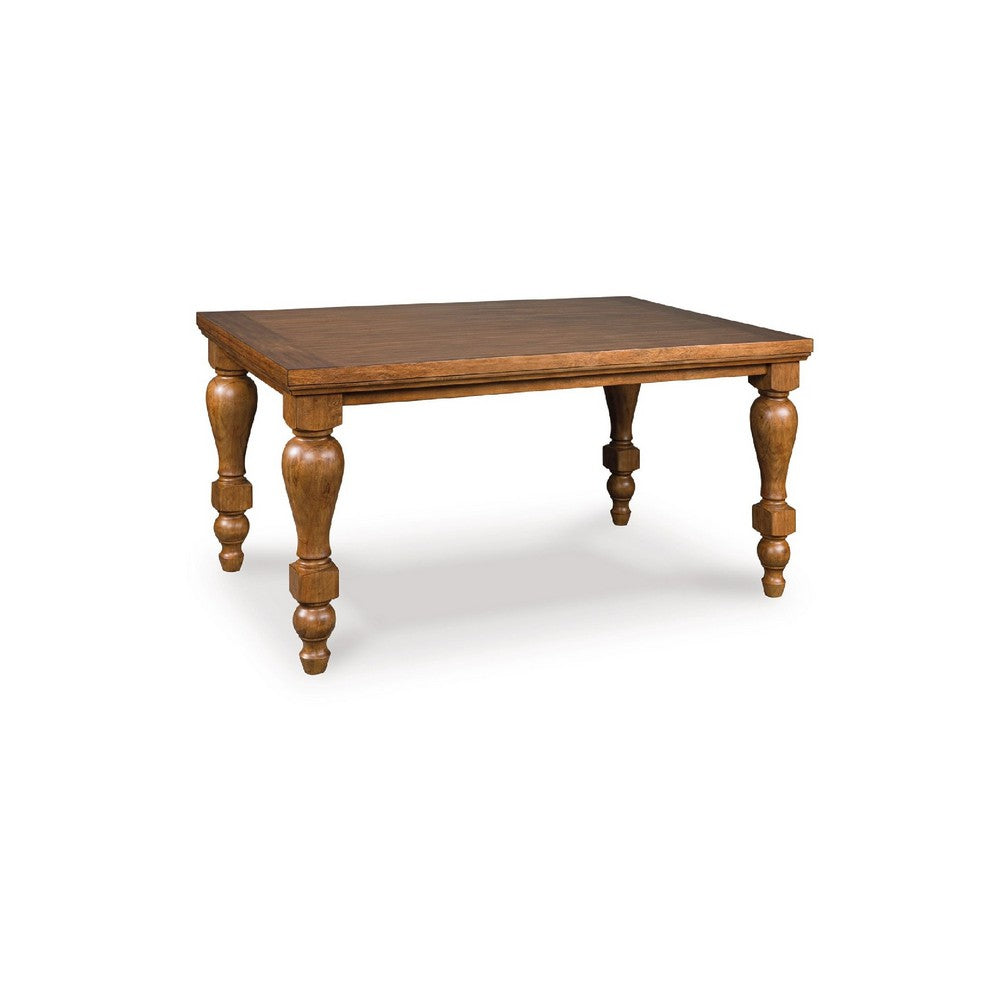 Gela Counter Height Table | 66" Rectangular Top | Turned Legs | Brown