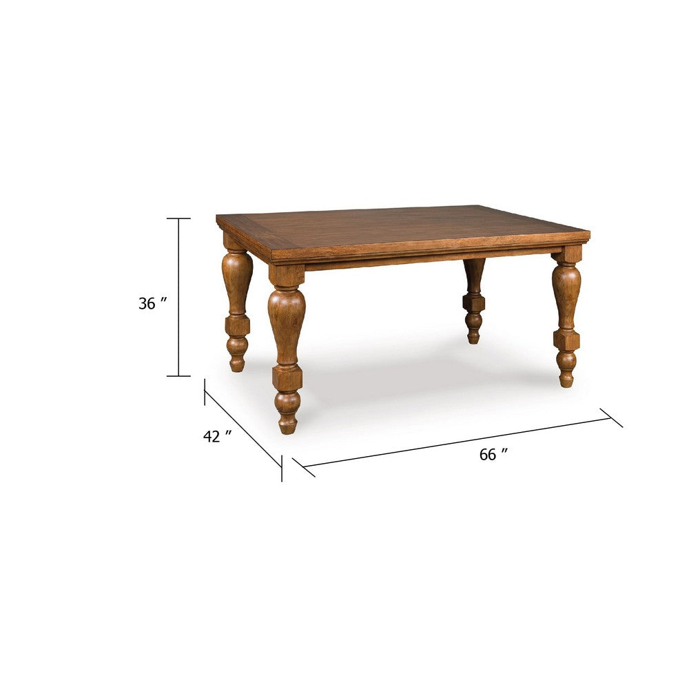 Gela Counter Height Table | 66" Rectangular Top | Turned Legs | Brown