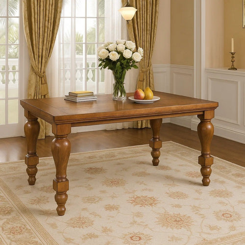 Gela Counter Height Table | 66" Rectangular Top | Turned Legs | Brown