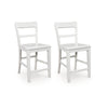 Gela Counter Stool Chair Set of 2 | Stylized Ladder Back | Plank Seat | White