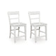 Gela Counter Stool Chair Set of 2 | Stylized Ladder Back | Plank Seat | White