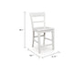 Gela Counter Stool Chair Set of 2 | Stylized Ladder Back | Plank Seat | White