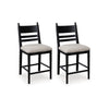 Gela Counter Height Chair Set of 2 | Beige Seat | Black Ladderback