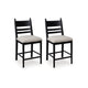 Gela Counter Height Chair Set of 2 | Beige Seat | Black Ladderback