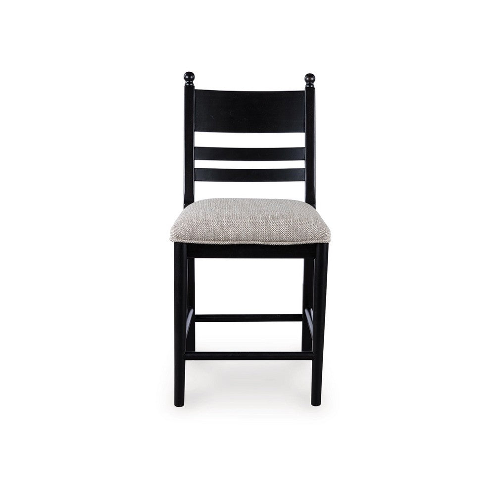 Gela Counter Height Chair Set of 2 | Beige Seat | Black Ladderback
