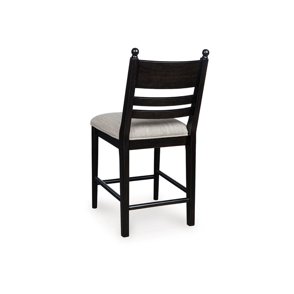 Gela Counter Height Chair Set of 2 | Beige Seat | Black Ladderback