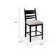Gela Counter Height Chair Set of 2 | Beige Seat | Black Ladderback