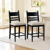 Gela Counter Height Chair Set of 2 | Beige Seat | Black Ladderback