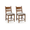 Gela Counter Height Chair Set of 2 | Beige Seat | Brown Ladderback