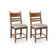Gela Counter Height Chair Set of 2 | Beige Seat | Brown Ladderback