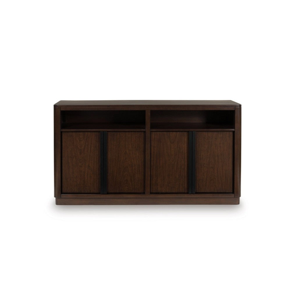 Dely Buffet Server | 4 Cabinet Doors w 2 Open Shelves | Dark Brown 60"