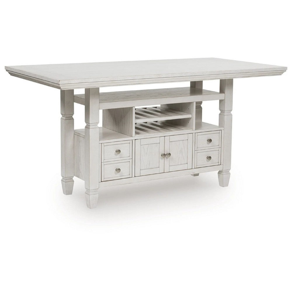 Lea Counter Height Dining Table | Wine Racks | 72" Antiqued White