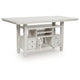 Lea Counter Height Dining Table | Wine Racks | 72" Antiqued White