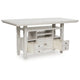 Lea Counter Height Dining Table | Wine Racks | 72" Antiqued White