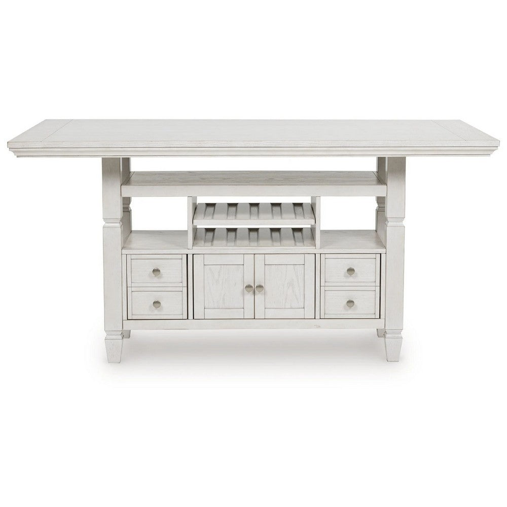 Lea Counter Height Dining Table | Wine Racks | 72" Antiqued White