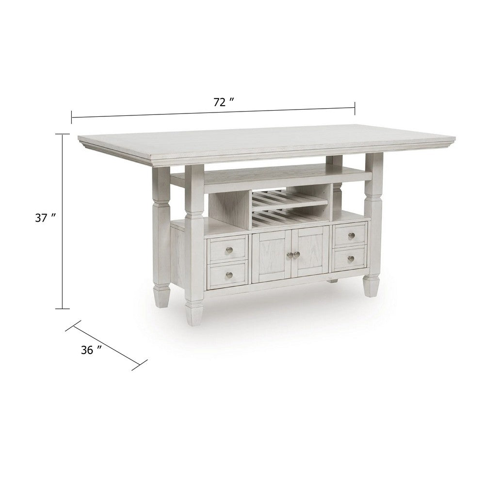 Lea Counter Height Dining Table | Wine Racks | 72" Antiqued White