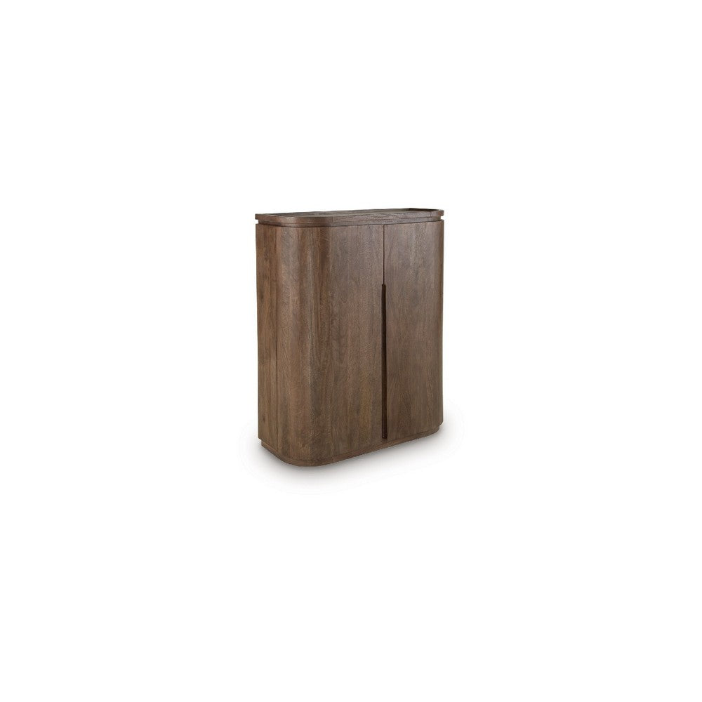 Lep Bar Cabinet | Wine & Glass Holders | 40" Wide Medium Brown
