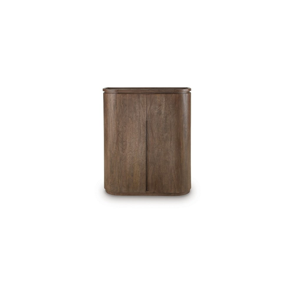 Lep Bar Cabinet | Wine & Glass Holders | 40" Wide Medium Brown