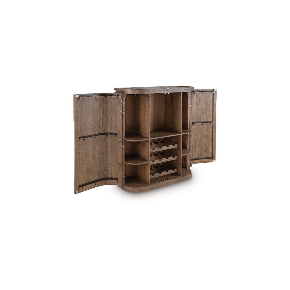 Lep Bar Cabinet | Wine & Glass Holders | 40" Wide Medium Brown