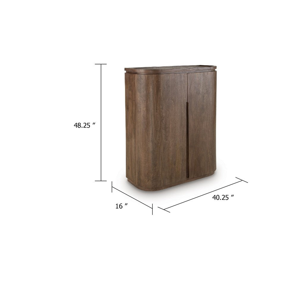 Lep Bar Cabinet | Wine & Glass Holders | 40" Wide Medium Brown