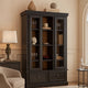 Gela Curio Cabinet w Glass Doors | Drawers | & Wine Shelves | Black