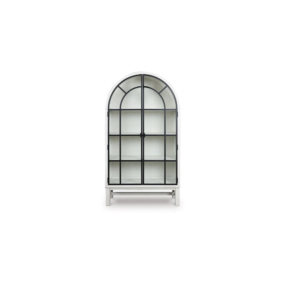 Gela Curio Display Cabinet | 2 Glass Arch Doors | Antique White Finish