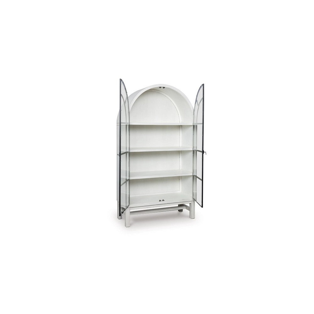 Gela Curio Display Cabinet | 2 Glass Arch Doors | Antique White Finish