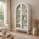 Gela Curio Display Cabinet | 2 Glass Arch Doors | Antique White Finish