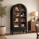 Gela Curio Display Cabinet | 2 Glass Arch Doors | 2 Tone Black & Brown