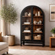 Gela Curio Display Cabinet | 2 Glass Arch Doors | 2 Tone Black & Brown