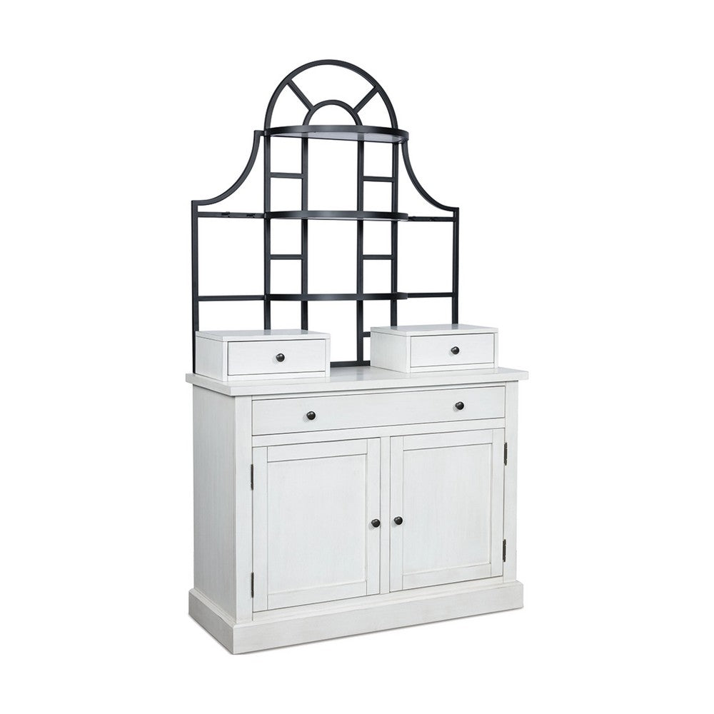 Gela Baker’s Rack w Hutch | Cabinets & Shelves | Antique White Finish