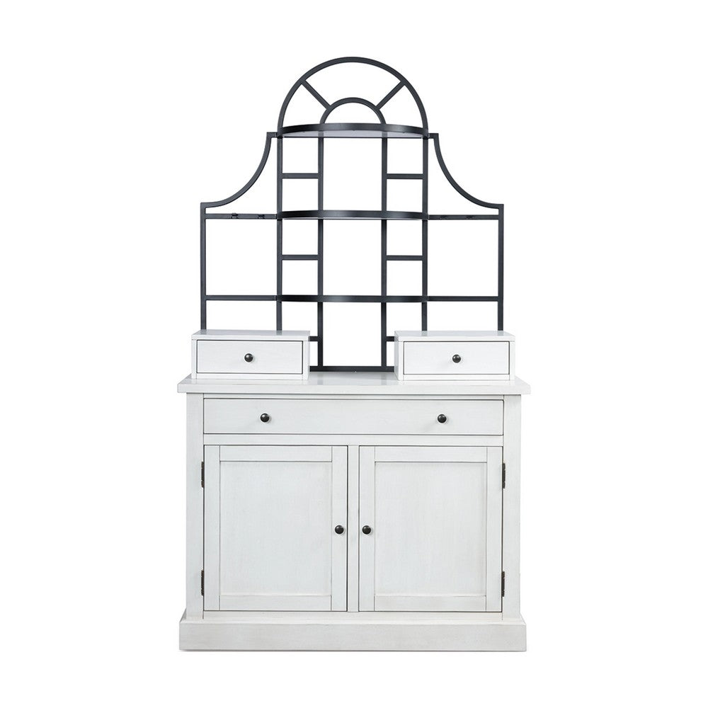 Gela Baker’s Rack w Hutch | Cabinets & Shelves | Antique White Finish