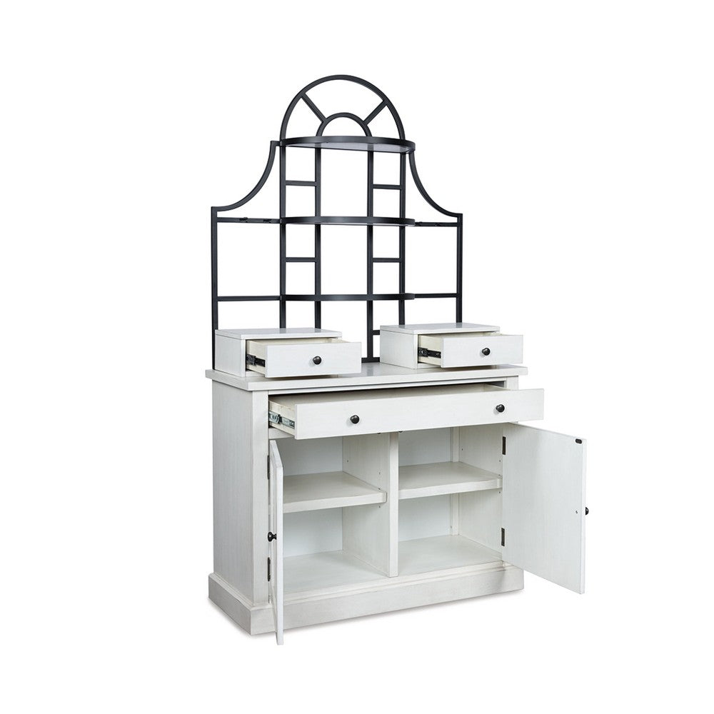 Gela Baker’s Rack w Hutch | Cabinets & Shelves | Antique White Finish