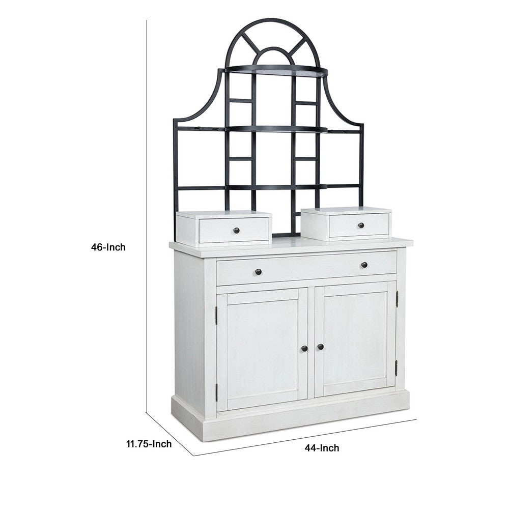 Gela Baker’s Rack w Hutch | Cabinets & Shelves | Antique White Finish
