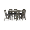 Caity 7pc Counter Height Dining Table Set w 6 Chairs| Gray Wash