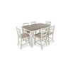 Kemo 7pc Counter Height Dining Table Set | 6 Ladderback Chairs | White Brown